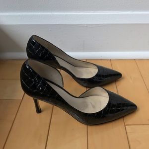 Karen Millen patent leather croc-embossed pumps